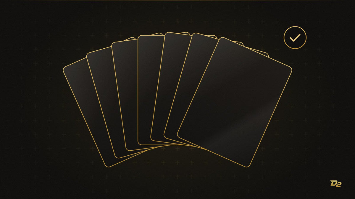 Un éventail de cartes aux dos de sleeves identiques et opaques